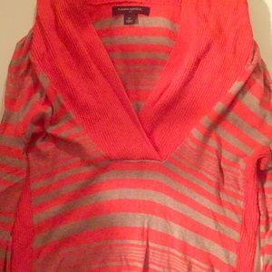 Pink/gray striped banana republic sweater